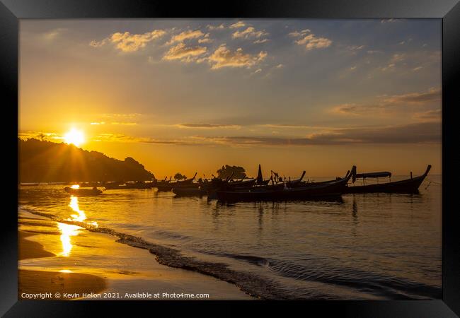 Sunset over Bang Tao Framed Print by Kevin Hellon