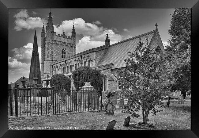 St Mary and All Saints church and churchyard, Old Beaconsfield, Framed Print by Kevin Hellon