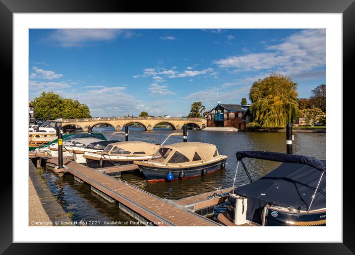Boats moopred at Henley on Thames Framed Mounted Print by Kevin Hellon