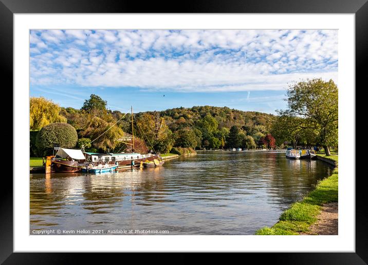 Looking up river, Henley on Thames Framed Mounted Print by Kevin Hellon