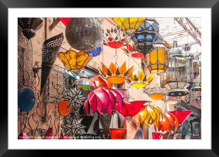 Lamps outside a shop in the souk Framed Mounted Print by Kevin Hellon