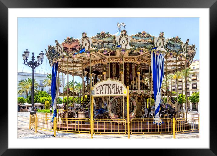 Carousel in the Plaza del Arenal, Jerez de la Frontera. Framed Mounted Print by Kevin Hellon