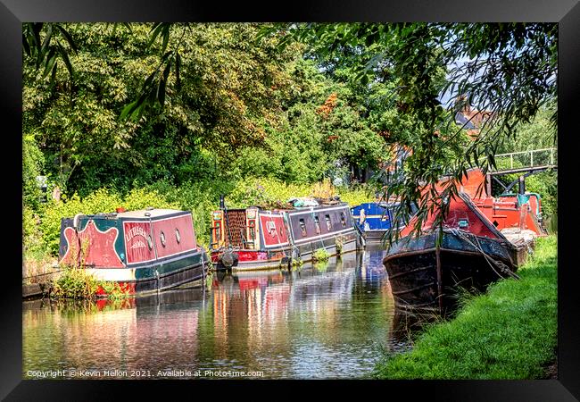 Narrowboats on the Grand Union Canal, Aylesbury Framed Print by Kevin Hellon
