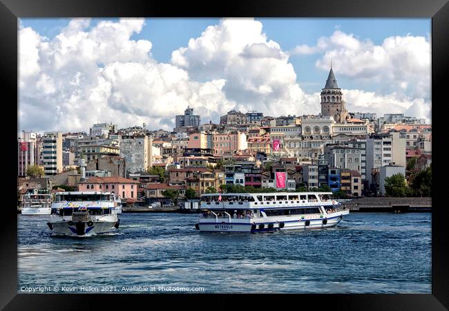 Ferries on the Golden Horn  Framed Print by Kevin Hellon