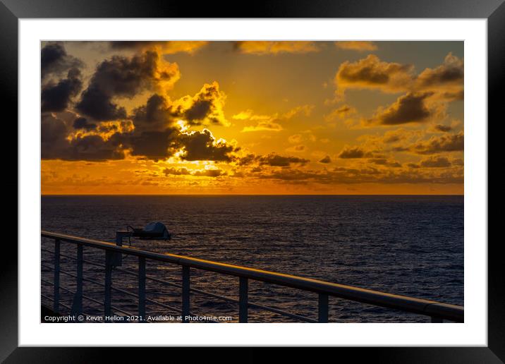 Sunset from a cruise ship in the South Pacific Framed Mounted Print by Kevin Hellon