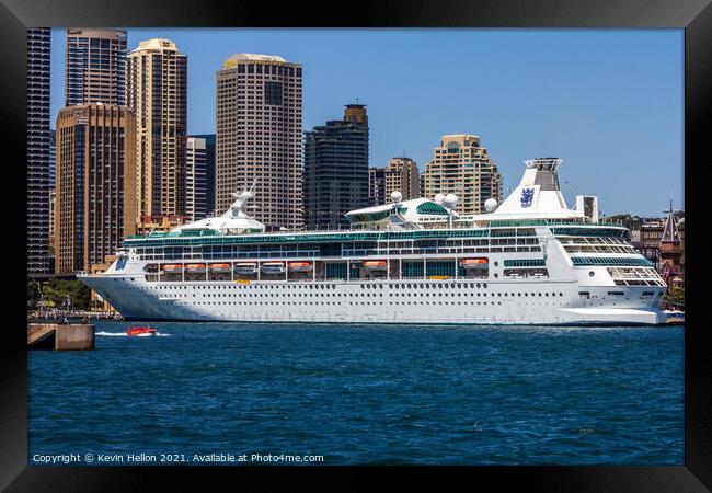 Cruise ship Rhapsody of the Seas moored in Sydney  Framed Print by Kevin Hellon