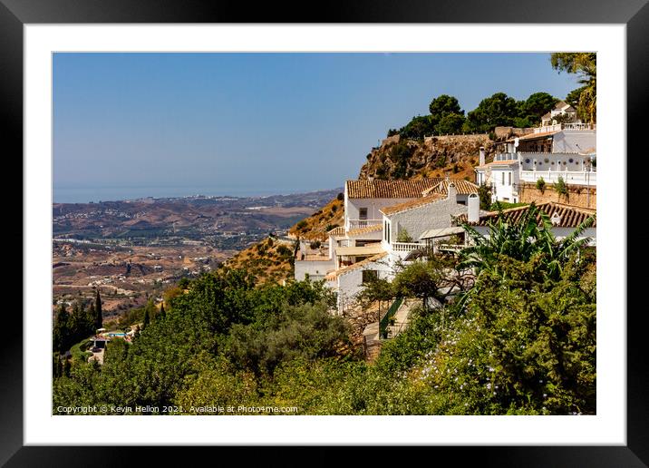 View down to the Mediterranean coast from Mijas Pu Framed Mounted Print by Kevin Hellon