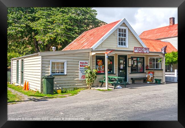 General store in Okains Bay, South Island, New Zealand Framed Print by Kevin Hellon