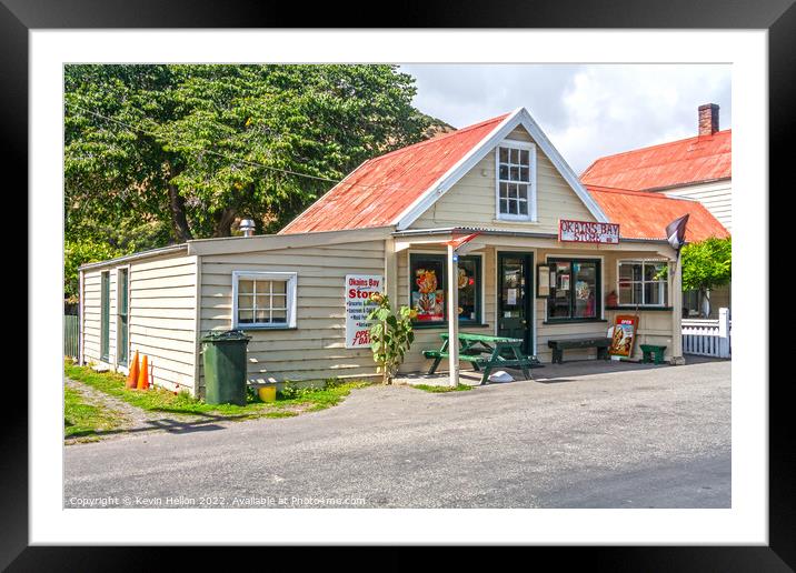 General store in Okains Bay, South Island, New Zealand Framed Mounted Print by Kevin Hellon