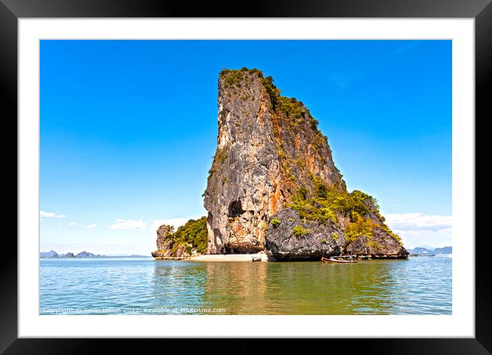 Tourist boats around Koh Nok, Phang Nga Bay, Thailand Framed Mounted Print by Kevin Hellon