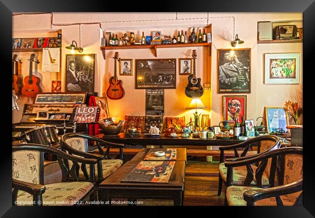 Interior of a jazz cafe bar Framed Print by Kevin Hellon