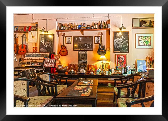 Interior of a jazz cafe bar Framed Mounted Print by Kevin Hellon