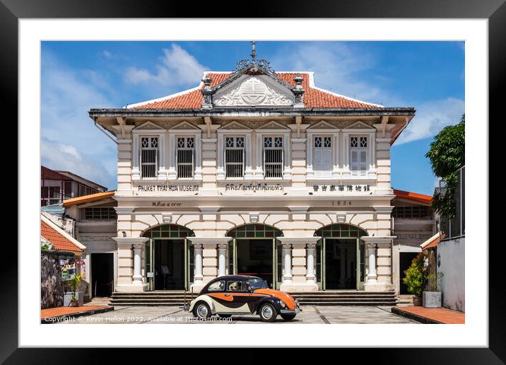 Volkswagen Beetle outiside the the Thai Hua museum.   Framed Mounted Print by Kevin Hellon