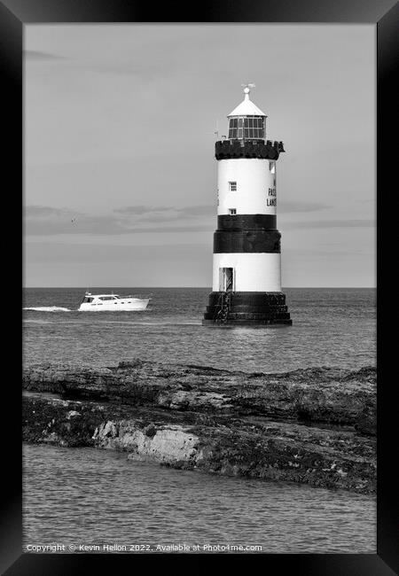 Boat passing by Penmon Lighthouse, Framed Print by Kevin Hellon