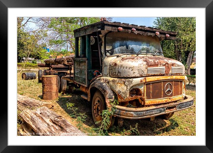 Old Mercedes logging truck, Lampang, Thailand Framed Mounted Print by Kevin Hellon