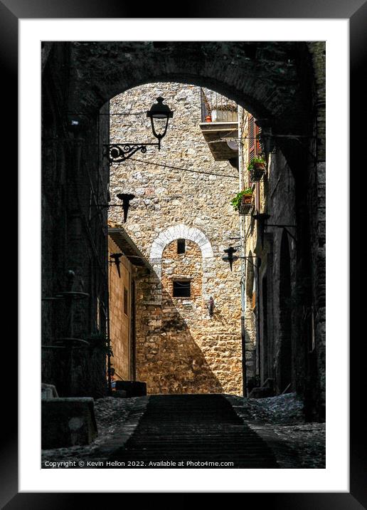 Medieval street in Narni, Umbria, Italy Framed Mounted Print by Kevin Hellon