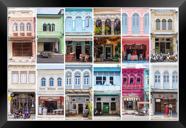 Phuket Town Shophouses Framed Print by Kevin Hellon