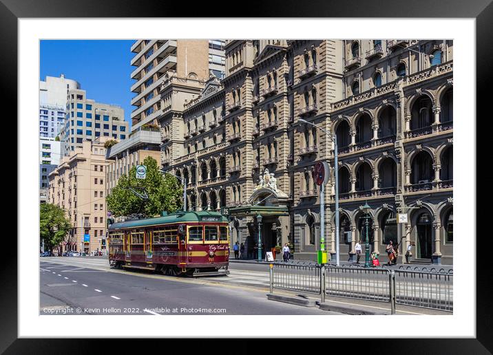 City Circle Tram on Spring Street, Melbourne, Vict Framed Mounted Print by Kevin Hellon