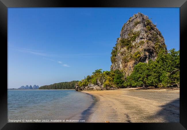 Limestone cliffs on Rajamangala beach,Trang province, Thailand Framed Print by Kevin Hellon