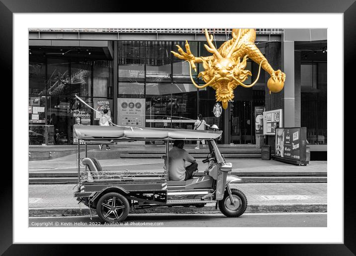 Dragon and tuk tuk in Chinatown, Framed Mounted Print by Kevin Hellon