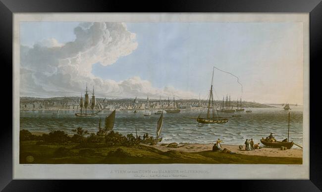 A view of the town and harbour of Liverpool. 1817 Framed Print by Kevin Hellon