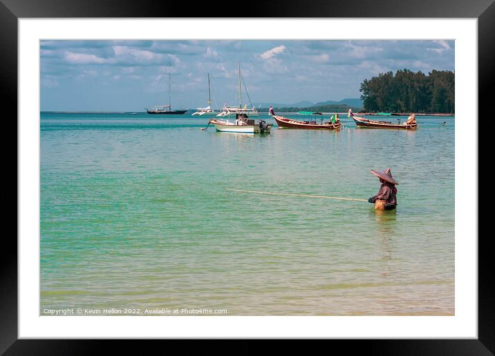 Woman fishing  Framed Mounted Print by Kevin Hellon