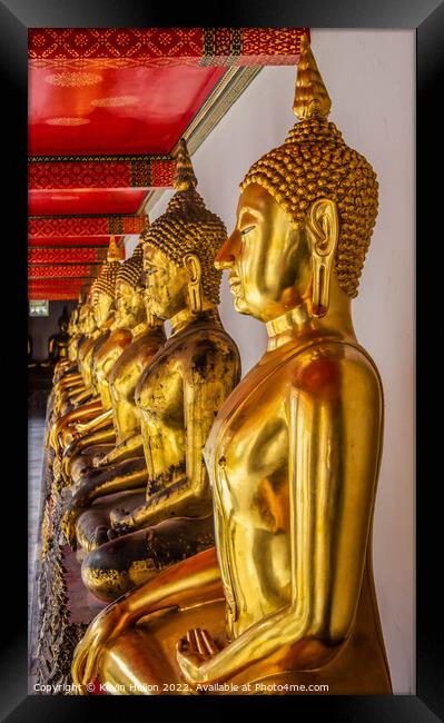 Buddha statues in Wat Pho, Bangkok, Thailand Framed Print by Kevin Hellon