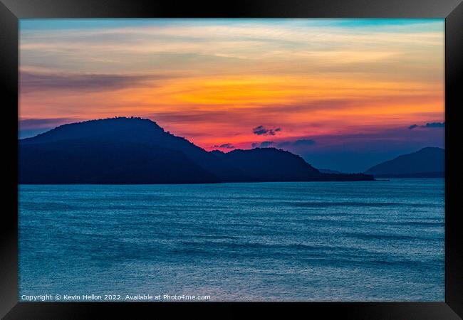 Sunset sky, Cape Panwa, Phuket, Thailand Framed Print by Kevin Hellon
