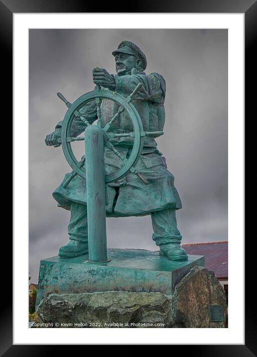 Bronze statue of Richard Coxswain (Dic) Evans, Framed Mounted Print by Kevin Hellon
