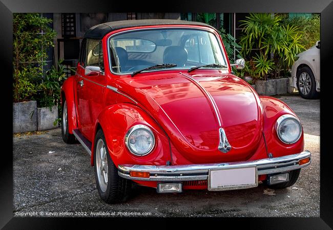 Volkswagen Beetle Convertible car Framed Print by Kevin Hellon