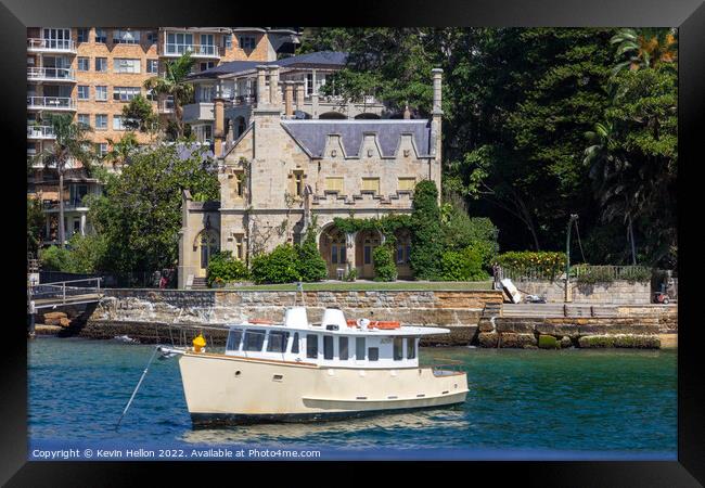 Vintage boat anchored off Carthona, Framed Print by Kevin Hellon