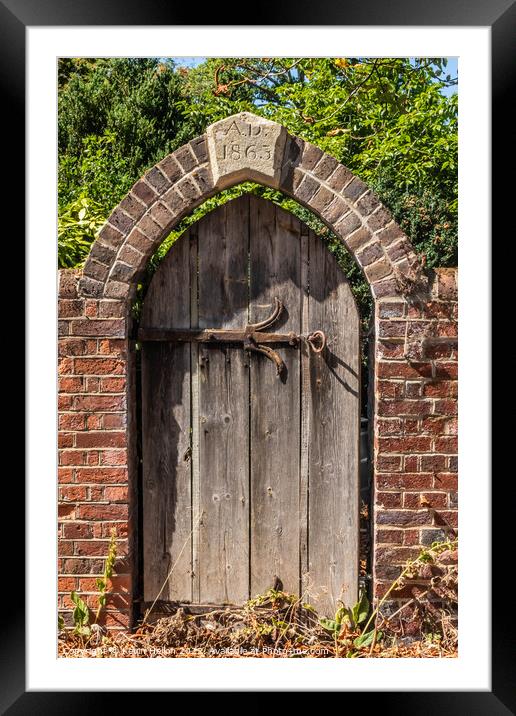 Old wooden gate with wrought iron fittings  Framed Mounted Print by Kevin Hellon