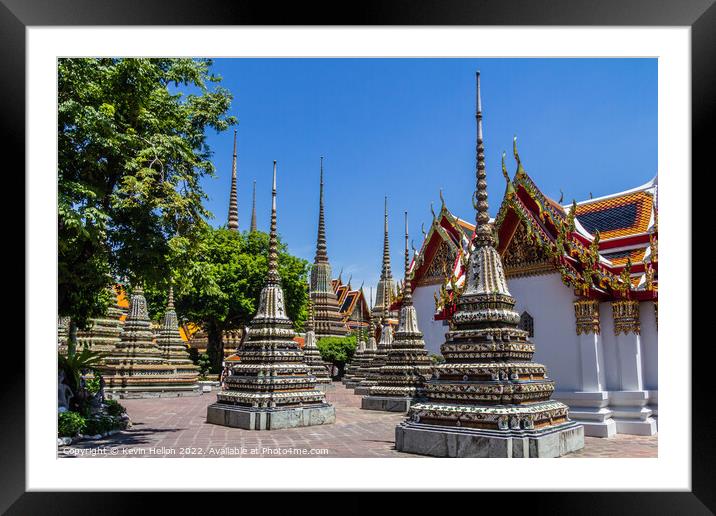 Stupas, Wat Pho, Bangkok, Thailand Framed Mounted Print by Kevin Hellon
