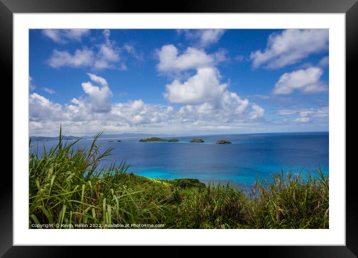 Small islands off Dravuni Island, Fiji, South Pacific Framed Mounted Print by Kevin Hellon