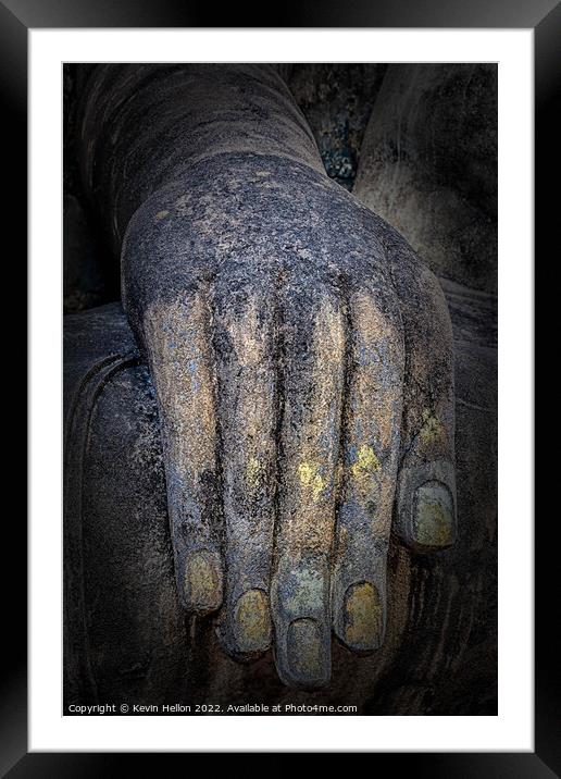 Buddha's hand, Sukhothai Historical Park, Thailand Framed Mounted Print by Kevin Hellon