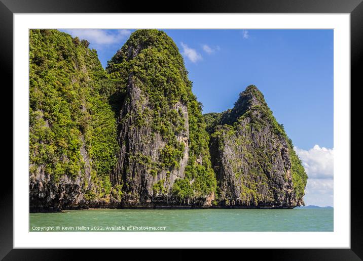 Limestone carsts in Phang Nga Bay, Phuket, Thailand Framed Mounted Print by Kevin Hellon