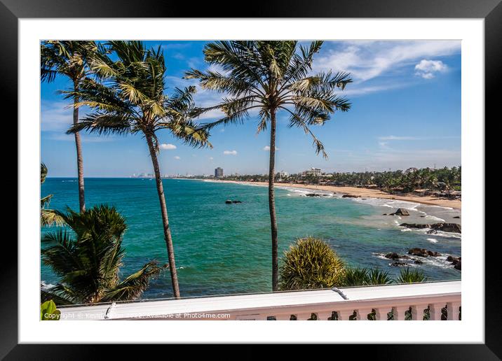 View from Mount Lavinia Hotel over beach, Colombo, Sri Lanka Framed Mounted Print by Kevin Hellon