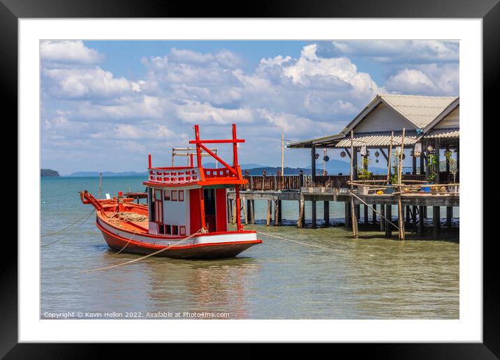 Thai fishing boat, Koh Lanta, Krabi, Thailand Framed Mounted Print by Kevin Hellon