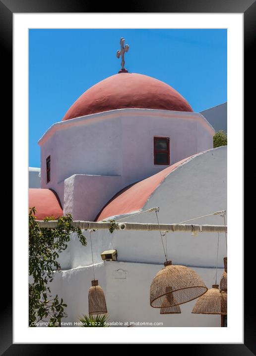 Church, Chora, Mykonos, Greece Framed Mounted Print by Kevin Hellon