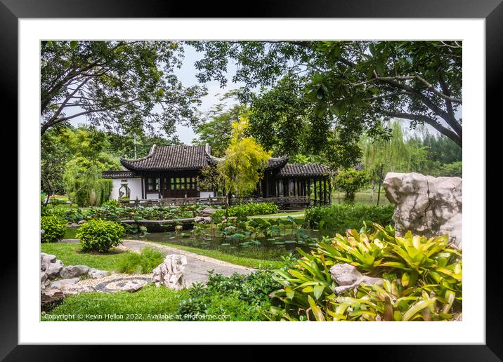 Japanese Garden, Rama IX Park, Bangkok, Thailand Framed Mounted Print by Kevin Hellon