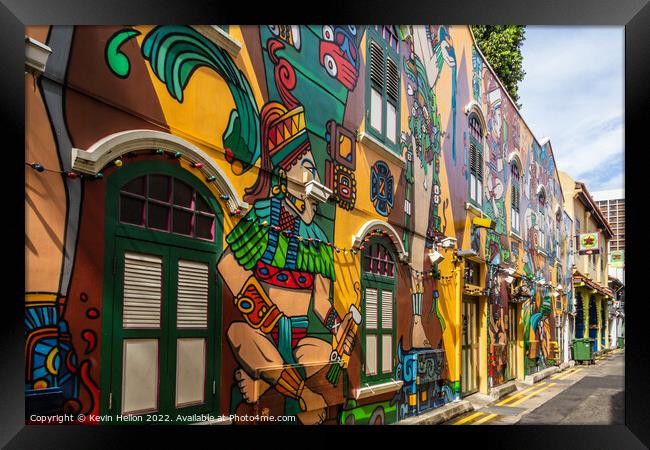 Colourful wall mural, Haji Lane, Singapore Framed Print by Kevin Hellon