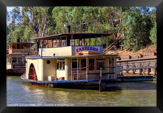 Paddle steamer, Canberra, Murray River, Echuca, Victoria, Austra Framed Print by Kevin Hellon