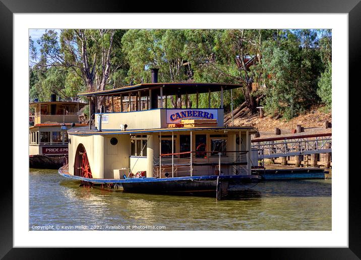 Paddle steamer, Canberra, Murray River, Echuca, Victoria, Austra Framed Mounted Print by Kevin Hellon