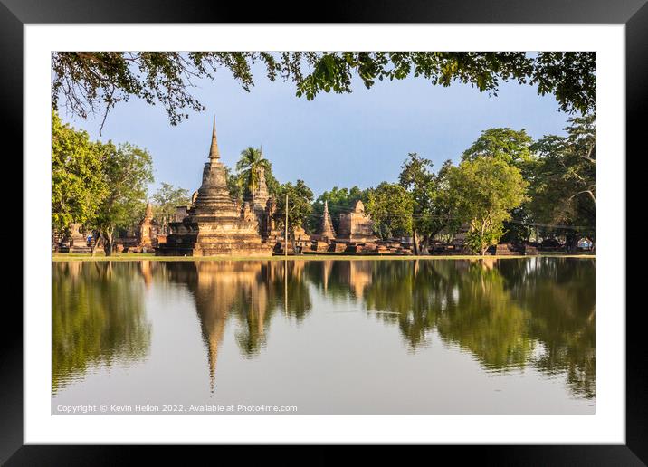Reflections in the lake of Ayutthaya Historical Park Framed Mounted Print by Kevin Hellon