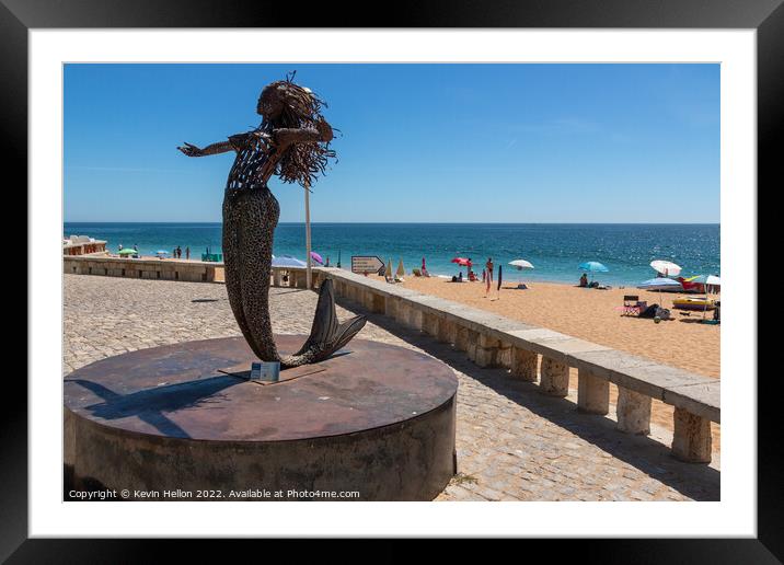 Mermaid statue, Albufeira Framed Mounted Print by Kevin Hellon