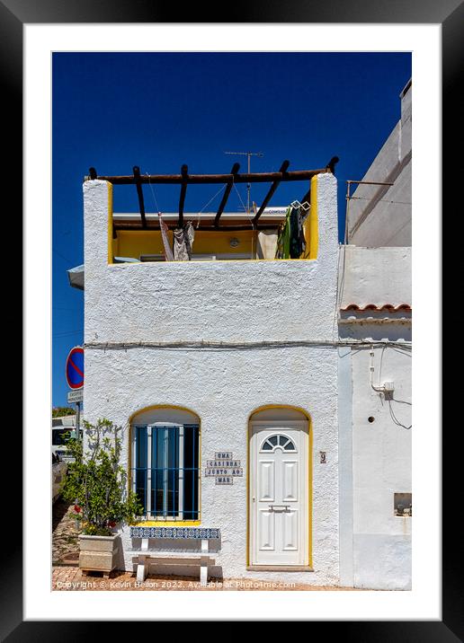 Pretty seafront cottage, Albufeira old town,  Framed Mounted Print by Kevin Hellon