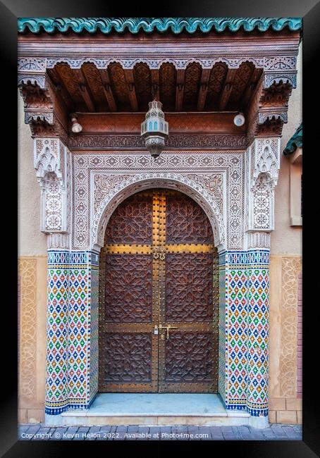 Moroccan style door and entrance, Marrakech, Morocco Framed Print by Kevin Hellon