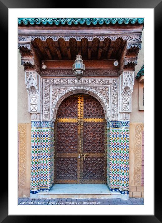 Moroccan style door and entrance, Marrakech, Morocco Framed Mounted Print by Kevin Hellon