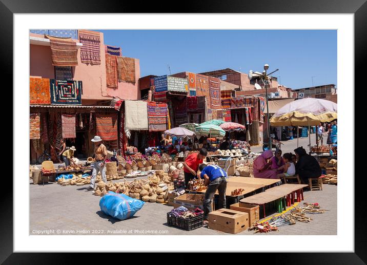 Market place in Marrakech, Morocco Framed Mounted Print by Kevin Hellon
