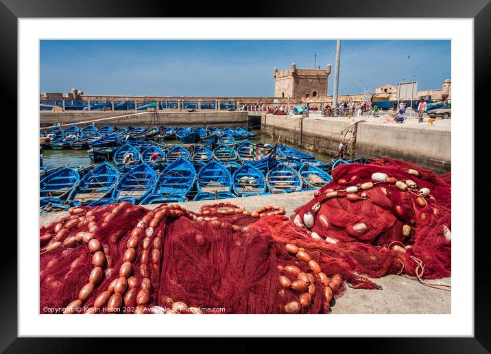 The harbour, Essaouira, Morocco Framed Mounted Print by Kevin Hellon